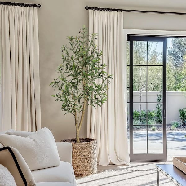 5 ft. 1-Pack Tall Faux Plant, Artificial Olive Trees Indoor in White ...