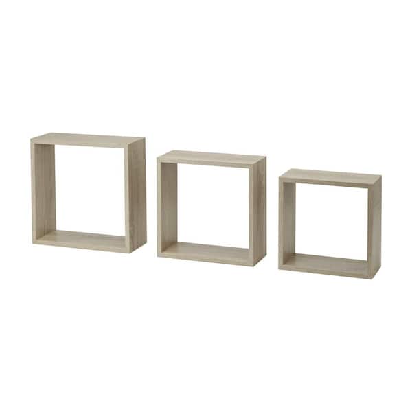 Dolle Frame 11.8 in. x 11.8 in. x 4.6 in. Oak Vintage Decorative Wall Shelf Set with Brackets