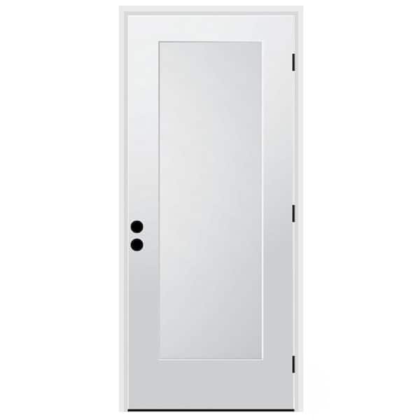 CODEL DOORS 36 in. x 80 in. 1-Panel Right-Hand/Inswing Unfinished Primed White Fiberglass Prehung Front Door w/6-9/16 in. Jamb Size