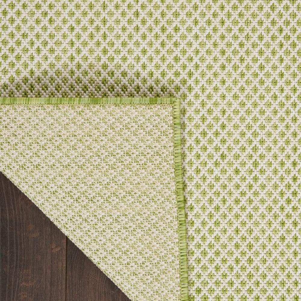 Courtyard Ivory Green 4' Square Geometric Outdoor Rug