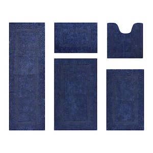 Lux Blue Racetrack 100% Rectangle 5-Piece 17 in.x 24 in. 20 in. x 20 in. 21 in. x 34 in. 24 in. x 40 in. 20 in. x 60 in.