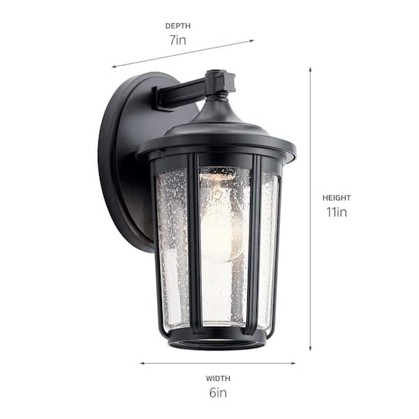 Fairfield 11 in. 1-Light Black Outdoor Hardwired Wall Lantern Sconce with No Bulbs Included (1-Pack)