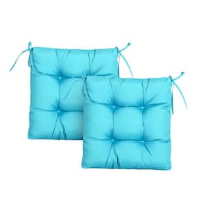 Outdoor Tufted Seat Cushions 2-Pack 19x19", for Patio Bench Dining Chair Lounge Chair Seat Pad Sky Blue
