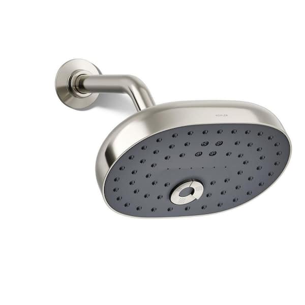 KOHLER Statement 3-Spray Patterns 7.94 in. Wall Mount Fixed Showerhead in Vibrant Polished Nickel