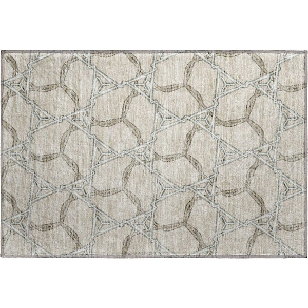 Addison Rugs Mayfield Premium Machine Washable Abstract AMF959 Beige 1 ft. 8 in. x 2 ft. 6 in. Area Rug