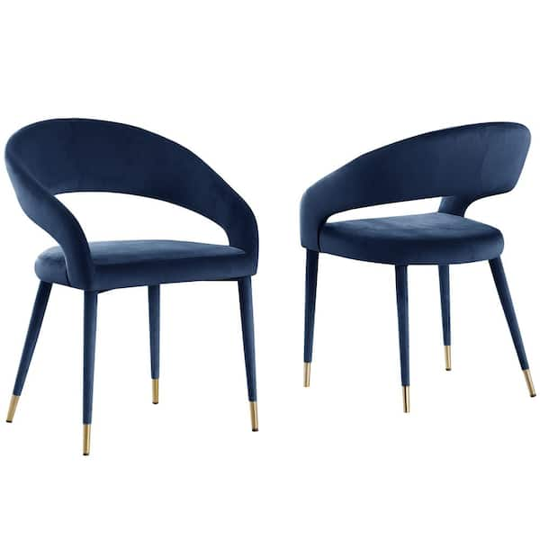 Best Master Furniture Jacques 32 in. H Velvet Navy Dining Chairs (Set ...