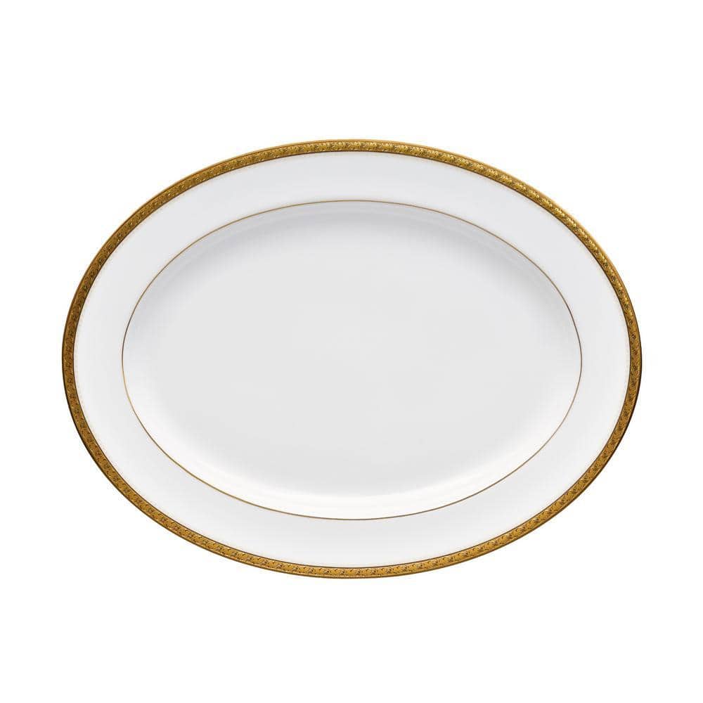 Noritake Charlotta Gold 16 in. (Gold) Porcelain Oval Platter 1716