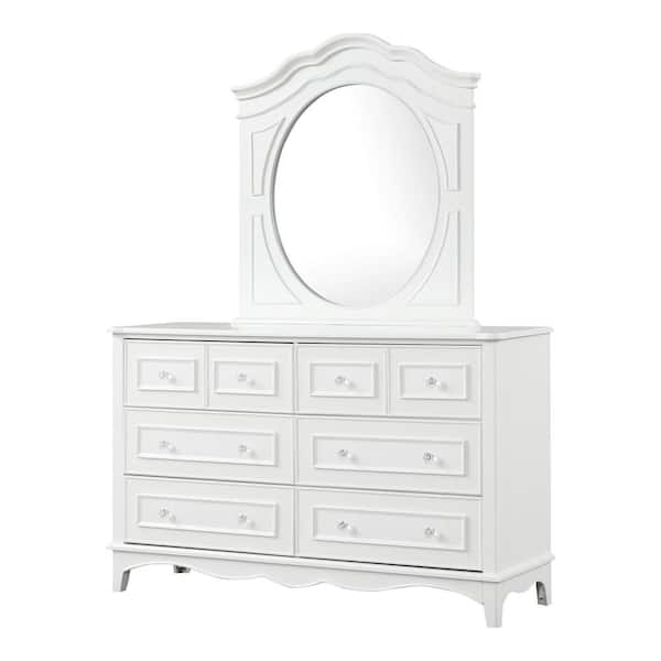 Underhill White 8-Drawer 59.5 in. Dresser with Mirror
