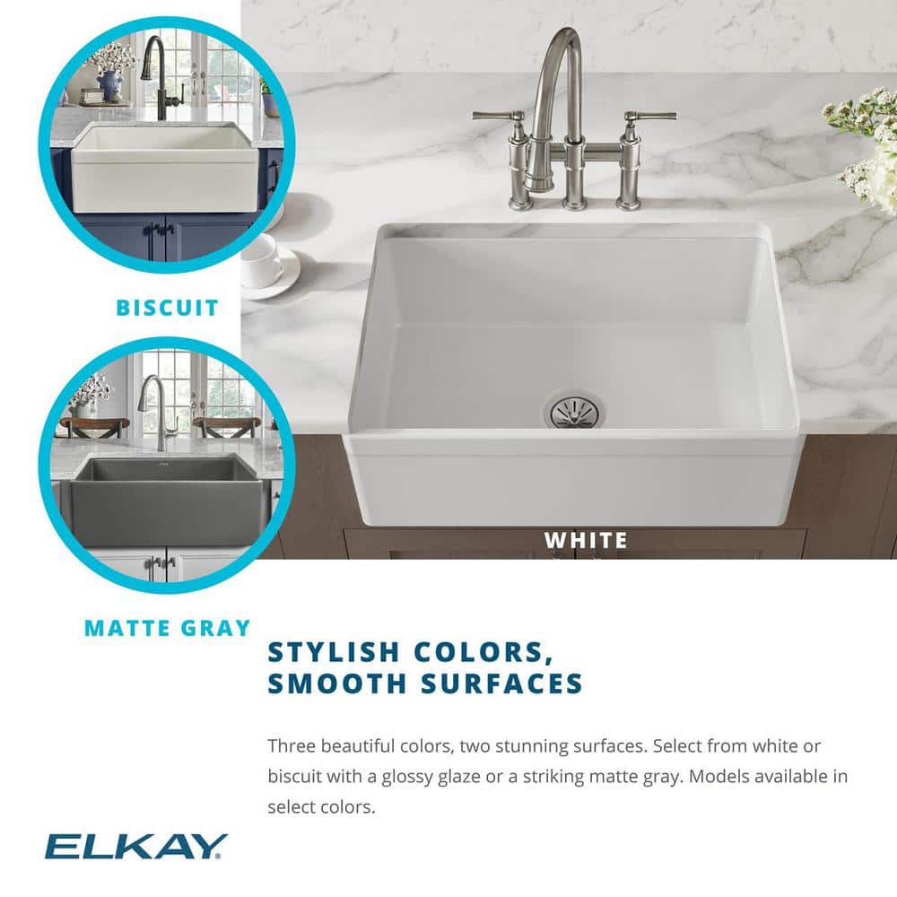 Matte Gray Fireclay Farmhouse Drop-in Single Bowl Sink