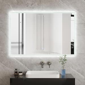 36 in. W x 24 in. H Rectangular Frameless Dimmable LED Light Anti-Fog Wall Mounted Bathroom Vanity Mirror in Silver