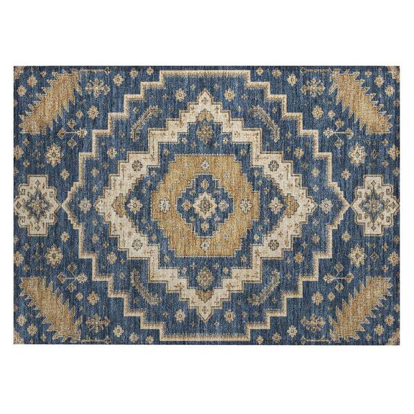 Chantille Machine Washable Indoor/Outdoor Abstract ACN3141 Navy 2 ft. x 3 ft. Accent Rug