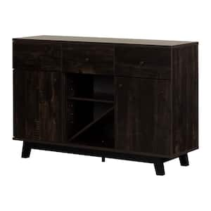 Bellami Rubbed Black Laminated Particle Board 57 in. Sideboard with Wine Storage