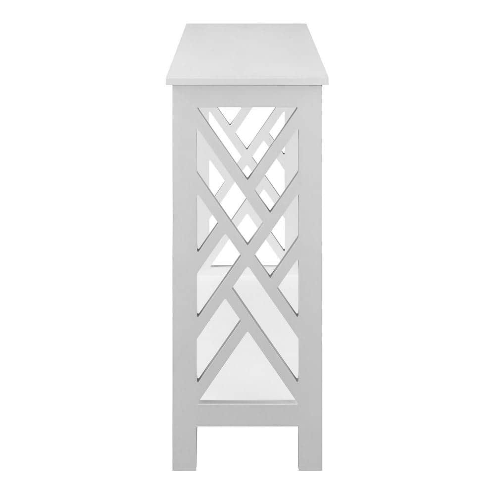Sleek White Transitional Console Table with Storage Shelf