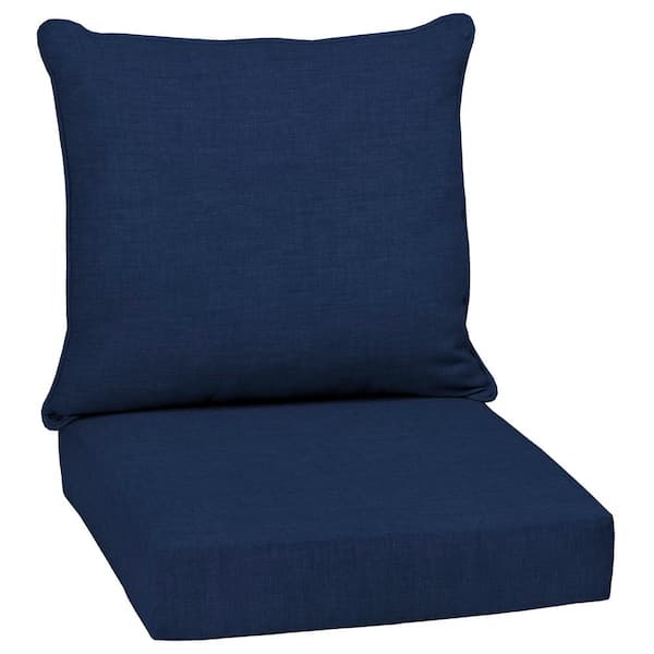 Angel Sar 24 in. x 24 in. Waterproof Outdoor Deep Seat Bottom and Back Cushions Set for Patio Yard, Dark Blue