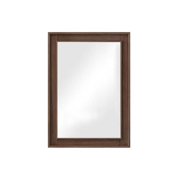 24 in. W x 30 in. H Rectangular Wood Framed Wall Bathroom Vanity Mirror in Brown Oak