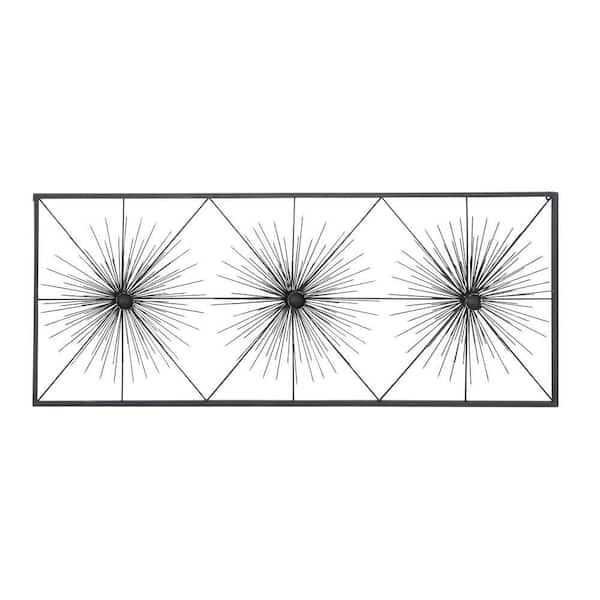 59 in. x  24 in. Metal Black Sea Urchin Starburst Wall Decor with Black Frame