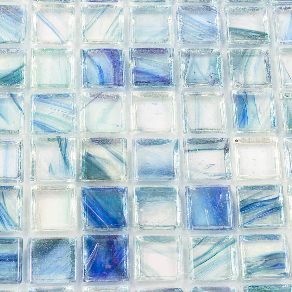 Zephyr Polished Blue Glass Mosaic Wall and Floor Tile