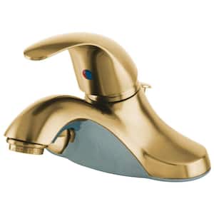 Legacy 4 in. Centerset Single-Handle Bathroom Faucet with Plastic Pop-Up in Polished Brass