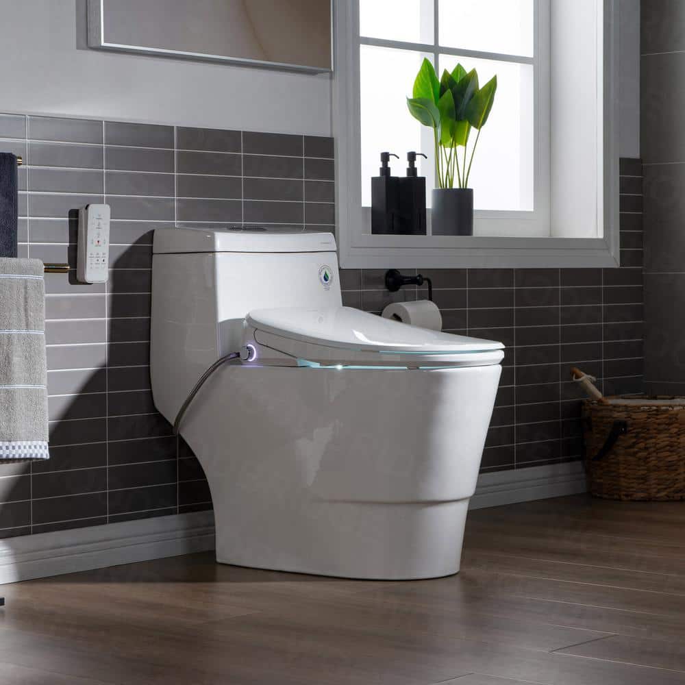 WOODBRIDGE Marsala I 1-Piece 1.1GPF/1.6 GPF Dual Flush Elongated Toilet with Advance Smart Bidet Toilet in White -  HT0041