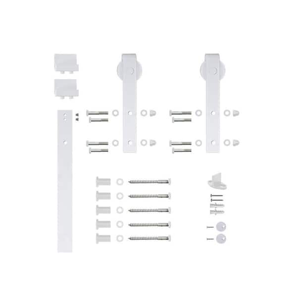Soft-Close 96 in. Black Hook Strap Rolling Door Hardware Kit for Wood Door