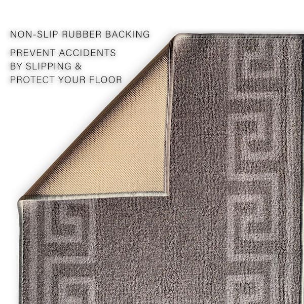 Greek Key Gray 31 in. W x 10 ft. L Runner Rug/Stair Runner 26 sq. ft.