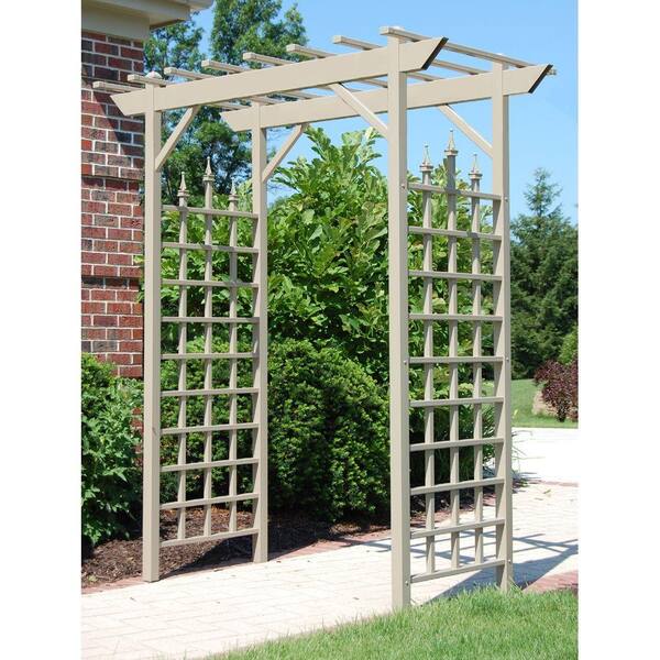 Dura-Trel 85 in. x 72 in. x 41 in. Mocha Vinyl PVC Camelot Arbor