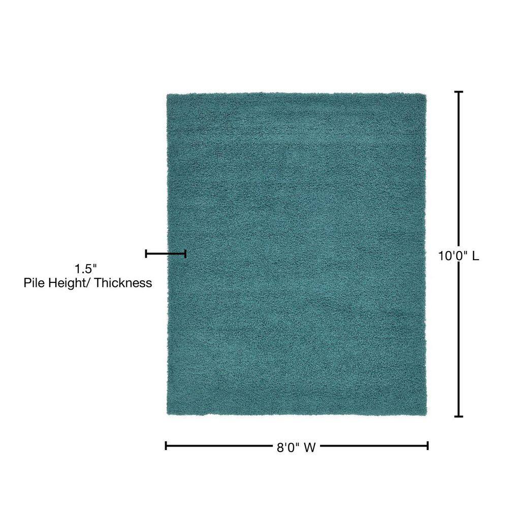 Aqua Blue 8' x 10' Reversible Shag Area Rug