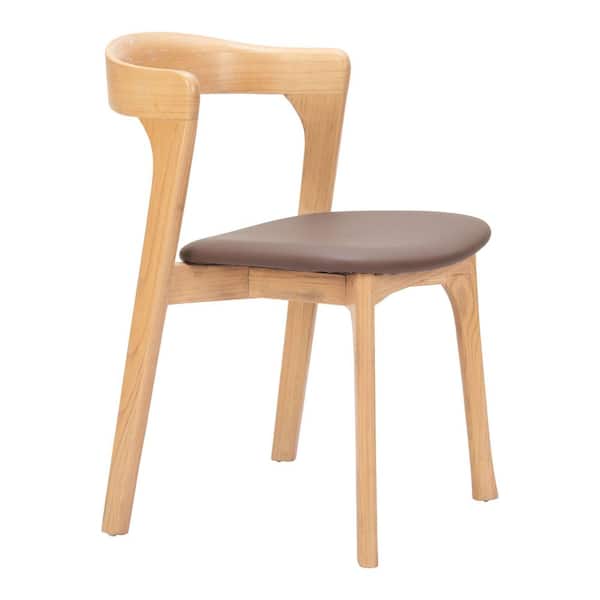 ZUO Pioro Brown & Natural Faux Leather Dining Chair-(Set of 2