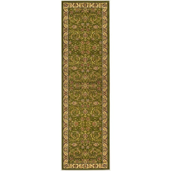 SAFAVIEH Lyndhurst Sage/Ivory 2 ft. x 8 ft. Antique Floral Border Runner Rug