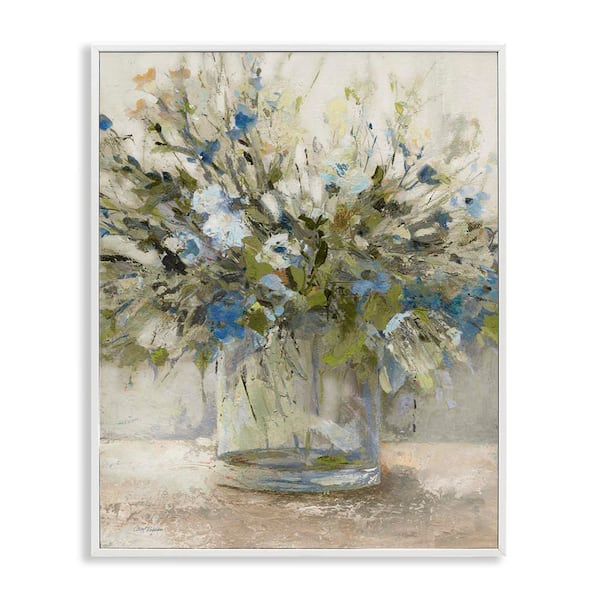 Stupell Industries Glass Vase Botanics by Carol Robinson White Framed Nature Giclee Art Print 14 in. x 11 in.