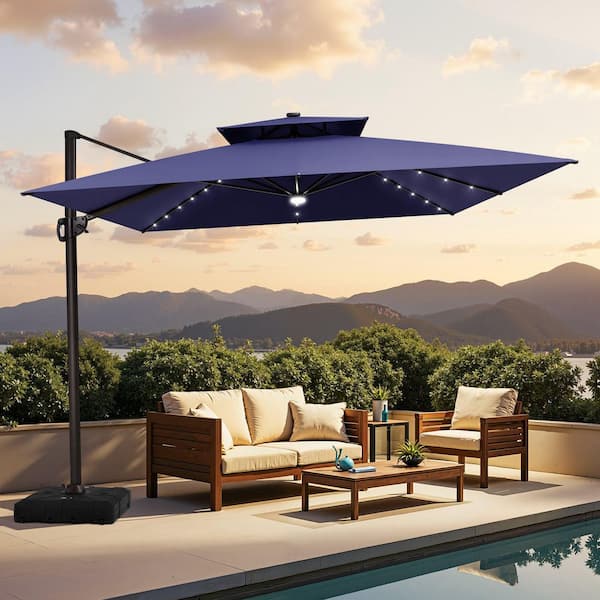 large tiltable patio umbrella Outsunny Brown Double-sided 9.5' Outdoor Market Umbrella with Tilt & Crank Round market patio umbrella with 30 tilt for easy Outsunny 9.7ft Double-sided Patio Umbrella