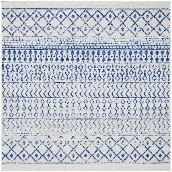 Livabliss Alois Cream/Royal Blue Geometric 6 ft. x 6 ft. Indoor Square Area Rug
