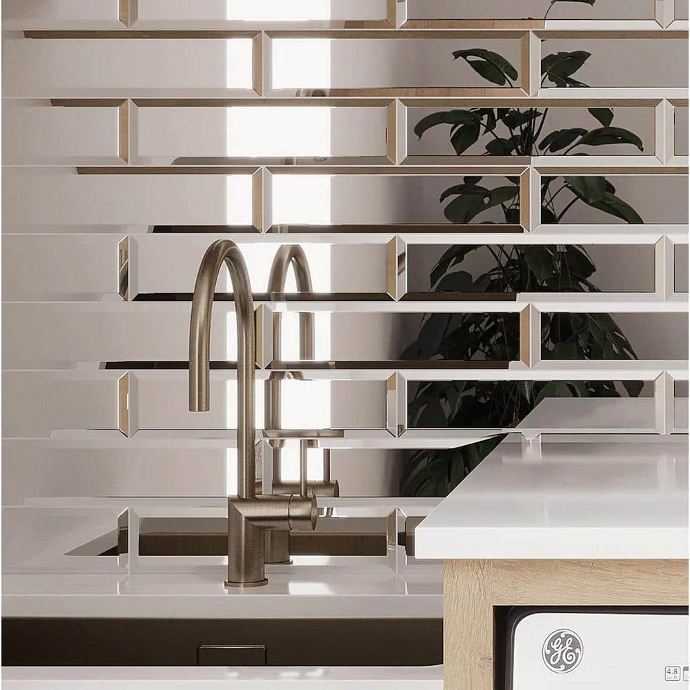 Glister 3" x 12" Polished Silver Glass Subway Wall Tile