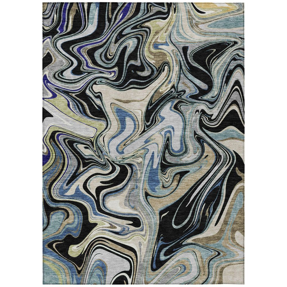 Chantille Machine Washable Indoor/Outdoor Abstract ACN2395 Black 8 ft. x 10 ft. Area Rug price history on PriceWatchPro