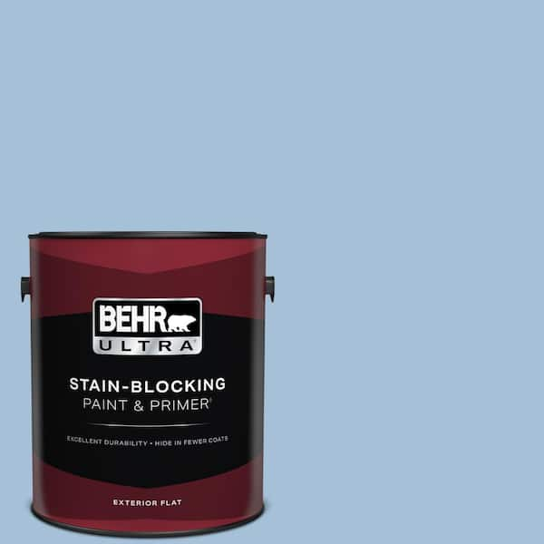 BEHR ULTRA 1 gal. #580D-4 Skysail Blue Flat Exterior Paint & Primer