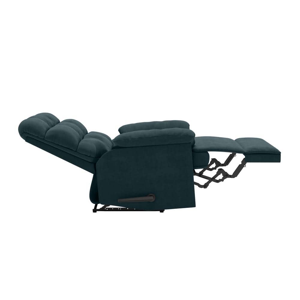 Deep Blue Microfiber Wall Hugger Recliner with Wood Frame