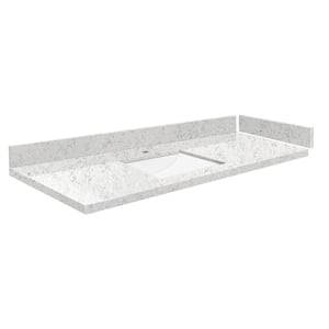 Silestone 49.5 in. W x 22.25 in. D Quartz White Rectangular Single Sink Vanity Top in Lyra