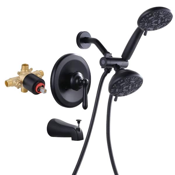 Single Handle 7-Spray Tub and Shower Faucet 1.8 GPM in. with 360 Degree Swivel in. Matte Black