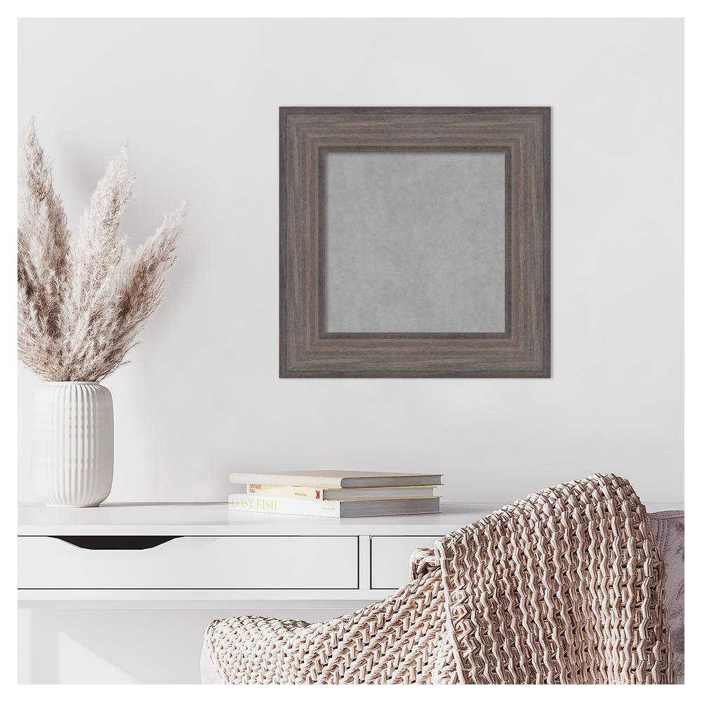 Grey Wood Framed Magnetic Memo Board 17 x 17 Inch