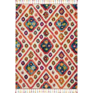 Moroccan Casbah Ivory/Pink 5 ft. x 8 ft. Moroccan Transitional Area Rug