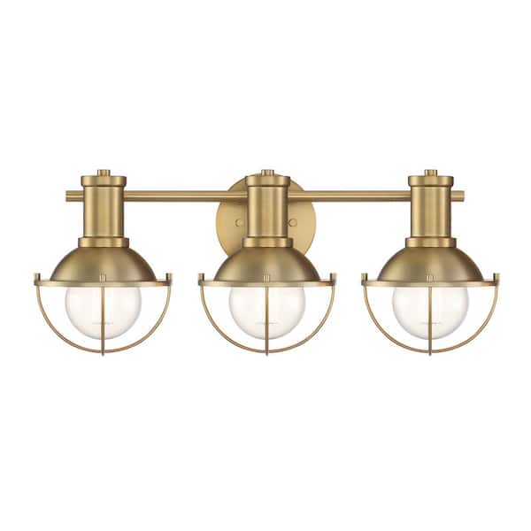 Designers Fountain Dalton 23 in. 3-Light Brushed Gold Industrial Vanity with Metal Cages
