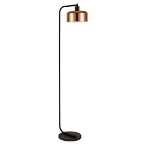 57 in. Black 1 1-Way (On/Off) Arc Floor Lamp for Living Room with Metal Bell Shade