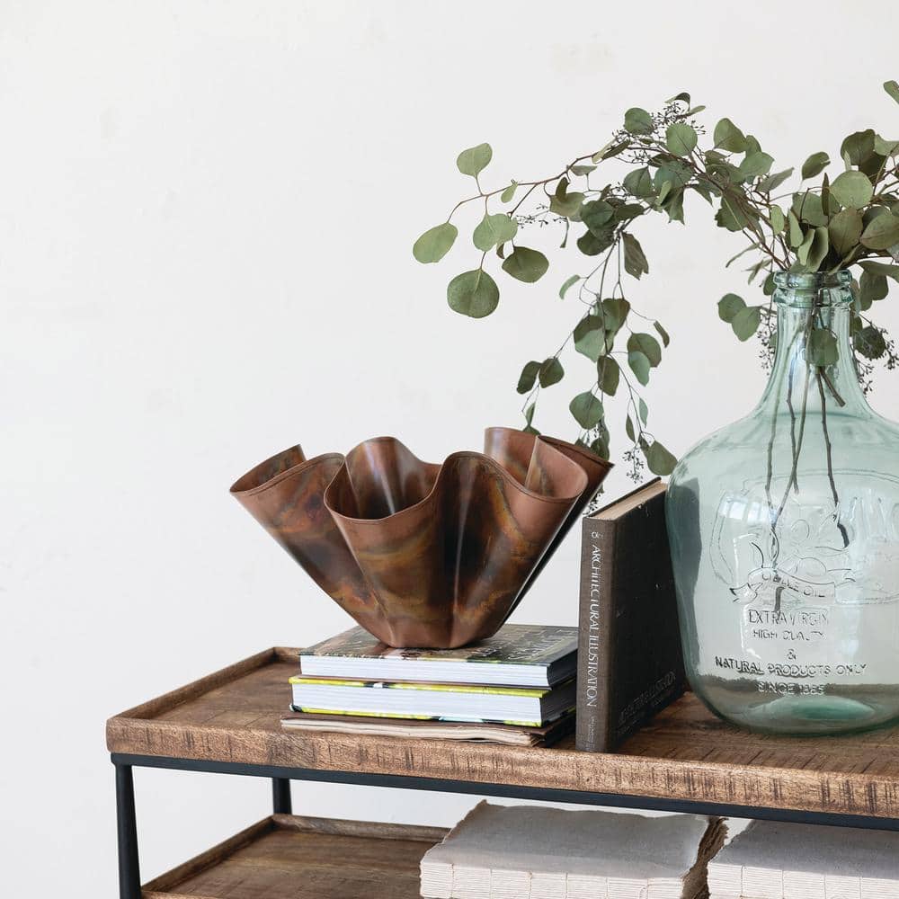 Oxidized Copper Metal Organic Shaped Planter Bowl