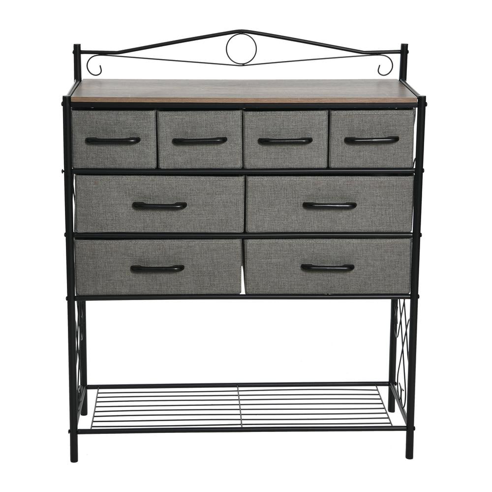 Ashwood Black Metal Frame 8-Drawer Wide Dresser