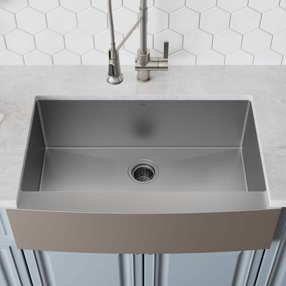 33-Inch Stainless Steel Farmhouse Single Bowl Kitchen Sink with Garbage Disposal
