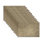 EveryTable 18 in. x 12 in. Gray and Gold Weave Polyester Placemat (Set of 12)