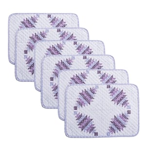Cathedral Window 19 in. x 13 in. Plum Quilted Microfiber Placemat (Set of 6)