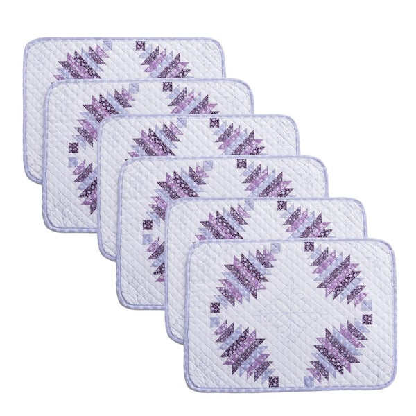 COUNTRY LIVING Cathedral Window 19 in. x 13 in. Plum Quilted Microfiber Placemat (Set of 6)