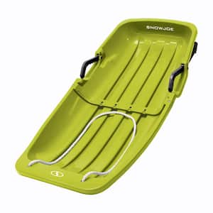 Classic Toboggan 34 in. Snow Sled, Up To 2 Riders, Brakes, Kids 4 and Up, Green