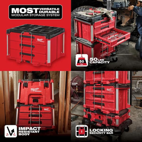 PACKOUT 22 in. Modular 3-Drawer Tool Box with Metal Reinforced Corners